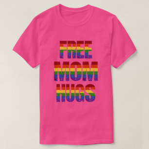 LGBT Glitter Pride Flag Free Mum Hugs T-Shirt