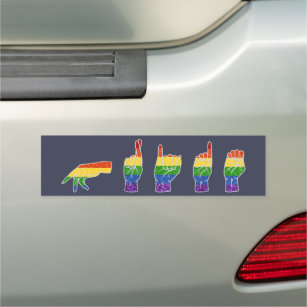 LGBT Glitter Rainbow ASL Pride Car Magnet