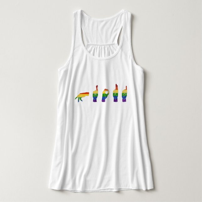 LGBT Glitter Rainbow ASL Proud Singlet (Design Front)