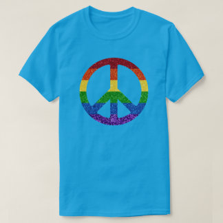 LGBT Glitter Rainbow Peace Sign T-Shirt
