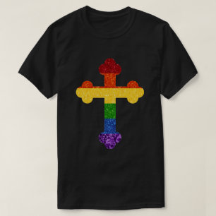 LGBT Glitter Rainbow Pride Cross T-Shirt