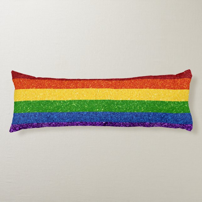 LGBT Glitter Rainbow Pride Flag Body Cushion (Front)