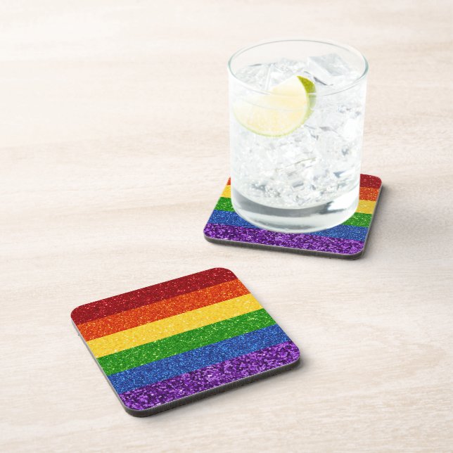 LGBT Glitter Rainbow Pride Flag Coaster (Right Side)