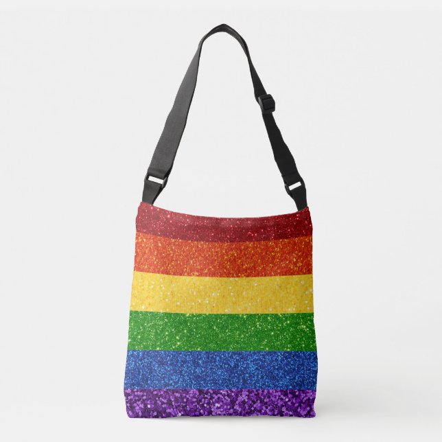 LGBT Glitter Rainbow Pride Flag Crossbody Bag (Front)
