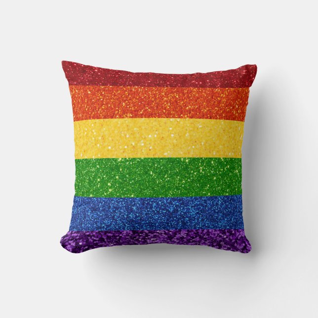 LGBT Glitter Rainbow Pride Flag Cushion (Front)