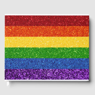 LGBT Glitter Rainbow Pride Flag Guest Book