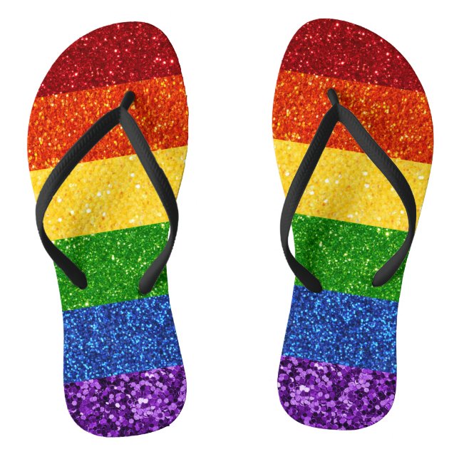 LGBT Glitter Rainbow Pride Flag Jandals (Footbed)