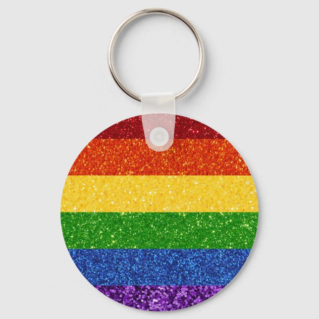 LGBT Glitter Rainbow Pride Flag Key Ring (Front)