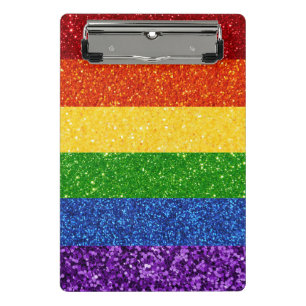 LGBT Glitter Rainbow Pride Flag Mini Clipboard