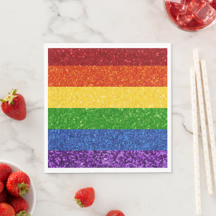 LGBT Glitter Rainbow Pride Flag Napkin