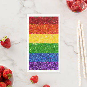 LGBT Glitter Rainbow Pride Flag Napkin