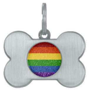 LGBT Glitter Rainbow Pride Flag Pet ID Tag