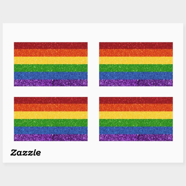 LGBT Glitter Rainbow Pride Flag Rectangular Sticker (Sheet)