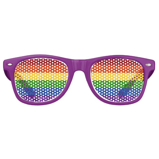 LGBT Glitter Rainbow Pride Flag Retro Sunglasses (Front)