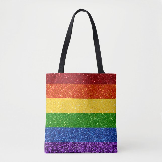 LGBT Glitter Rainbow Pride Flag Tote Bag (Front)