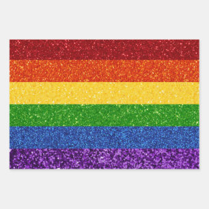 LGBT Glitter Rainbow Pride Flag Wrapping Paper Sheet