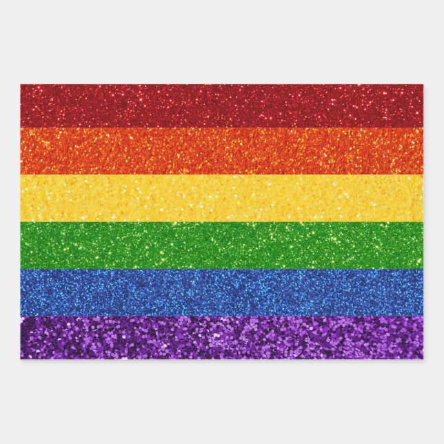 LGBT Glitter Rainbow Pride Flag Wrapping Paper Sheet (Front)