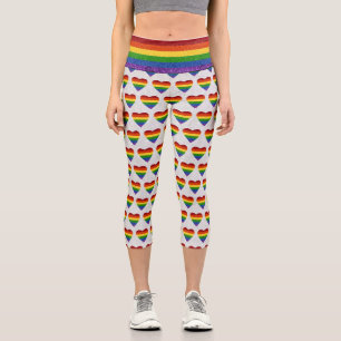 LGBT Heart Pride Flag Glitter Capri Leggings