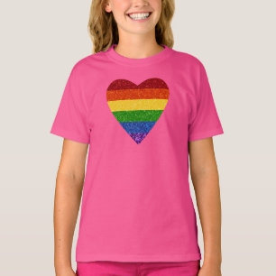 LGBT Heart Pride Flag Glitter T-Shirt