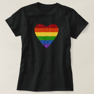 LGBT Heart Pride Flag Glitter T-Shirt