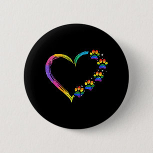 LGBT Heart Rainbow Dog Paw LGBT Pride LGBT 6 Cm Round Badge