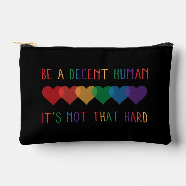 LGBT Heart Retro Be A Decent Human It's Not That Accessory Pouch (Front)