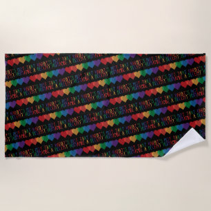LGBT Heart Retro Be A Decent Human It's Not That Beach Towel