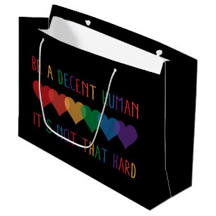 LGBT Heart Retro Be A Decent Human It's Not That Large Gift Bag