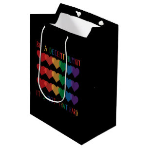 LGBT Heart Retro Be A Decent Human It's Not That Medium Gift Bag