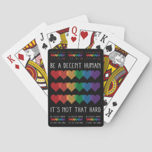 LGBT Heart Retro Be A Decent Human It's Not That Playing Cards