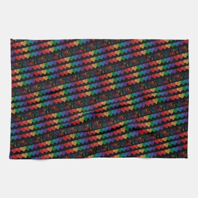 LGBT Heart Retro Be A Decent Human It's Not That Tea Towel (Horizontal)