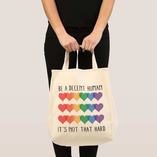 LGBT Heart Retro Be A Decent Human It's Not That Tote Bag (Front (Product))