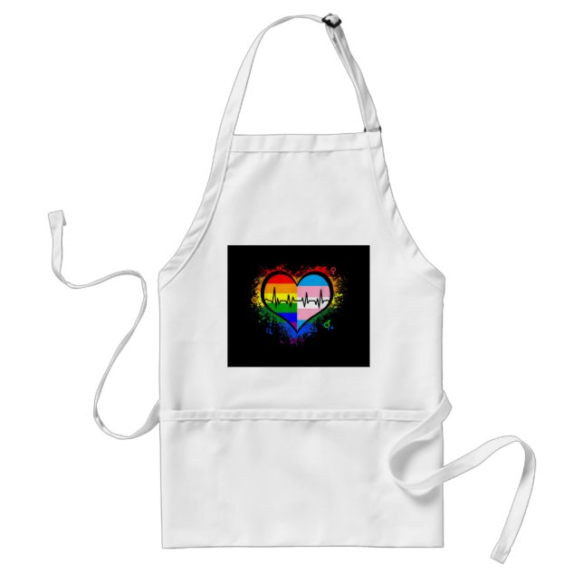 LGBT Heartbeat EKG Shirt Gay Lesbian Transgender L Standard Apron (Front)