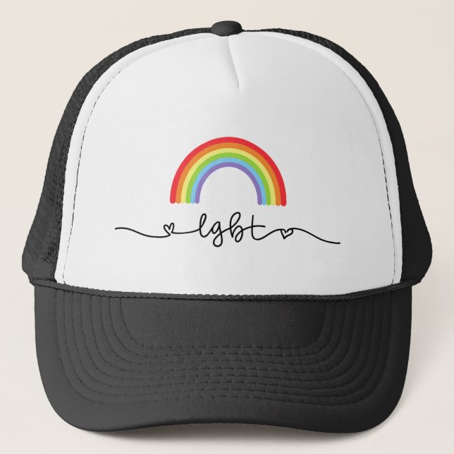 LGBT Hearts & Rainbows Trucker Hat (Front)