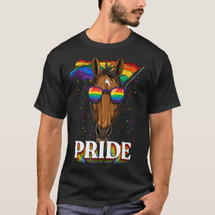 Lgbt Horse Gay Pride Lgbtq Rainbow Flag Sunglasses T-Shirt