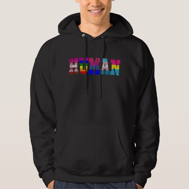 LGBT Human Flag LGBT Pride Month LGBTQ Rainbow Hoodie (Front)