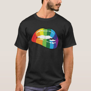 LGBT Human Rights, LGBT PRIDE Rainbow Lips Gay Les T-Shirt