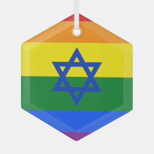 LGBT Israel flag Glass Tree Decoration