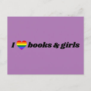 LGBT Lesbian I Love Books and Girls Postcard