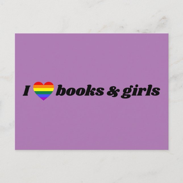 LGBT Lesbian I Love Books and Girls Postcard (Front)