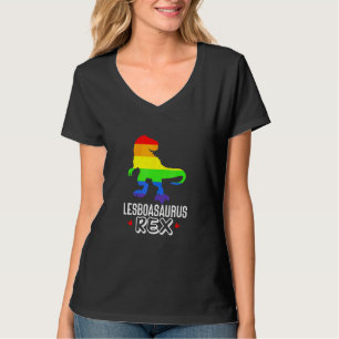 LGBT Lesbian Lesboasaurus Rex Dinosaur Rainbow Fla T-Shirt