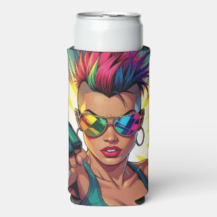 LGBT Lesbian Mohawk Uppercut Pop Art Seltzer Can Cooler