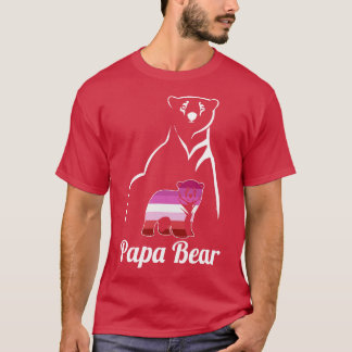 LGBT Lesbian Papa Bear Lesbian Pride Flag Dad T-Shirt