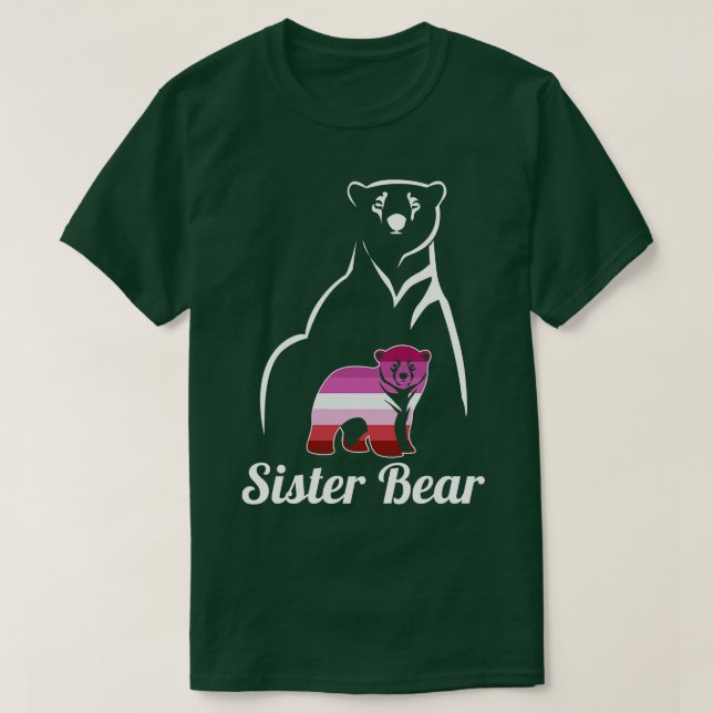 LGBT Lesbian Sister Bear Lesbian Pride Flag Dad T-Shirt (Design Front)
