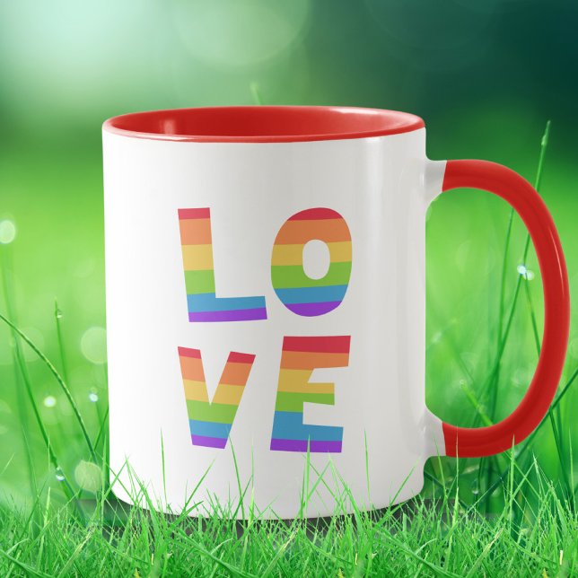 LGBT LGBTQ Gay Colourful Rainbow LOVE IS LOVE Quee Mug (Creator Uploaded)