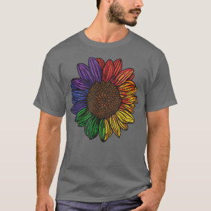 LGBT LGBTQ Love Lesbian Gay Rainbow Sunflower  T-Shirt