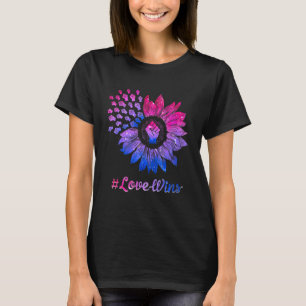 Lgbt Lgbtq Pride Flag Bisexual Raised Fist Sunflow T-Shirt