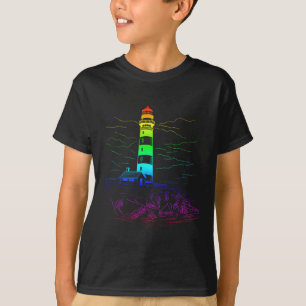 Lgbt Lighthouse Homoual Boating Seaside Rainbow Sa T-Shirt