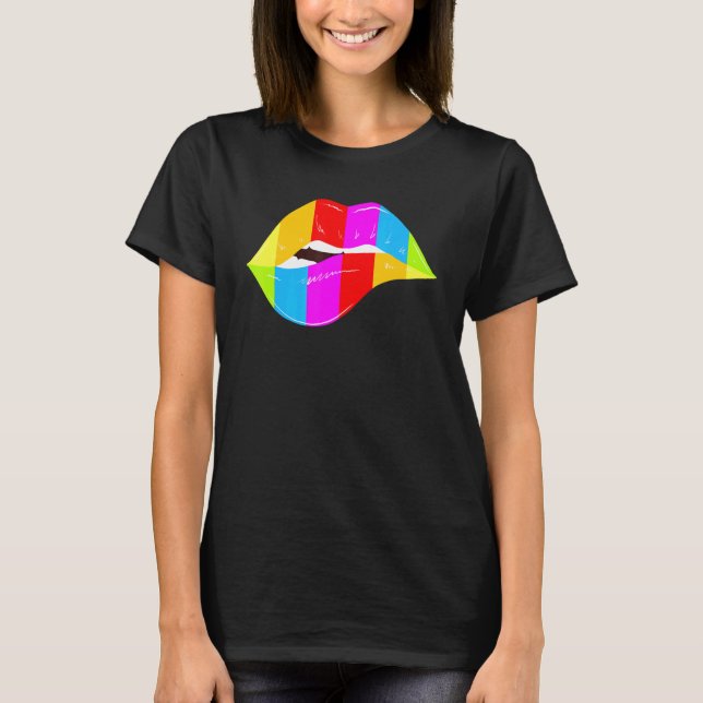 LGBT lips kiss mouth Gay CSD T-Shirt (Front)