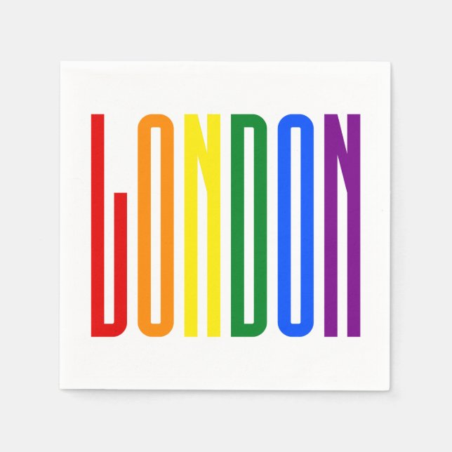 LGBT London Gay Pride Rainbow Text LGBTQ Party Napkin (Front)